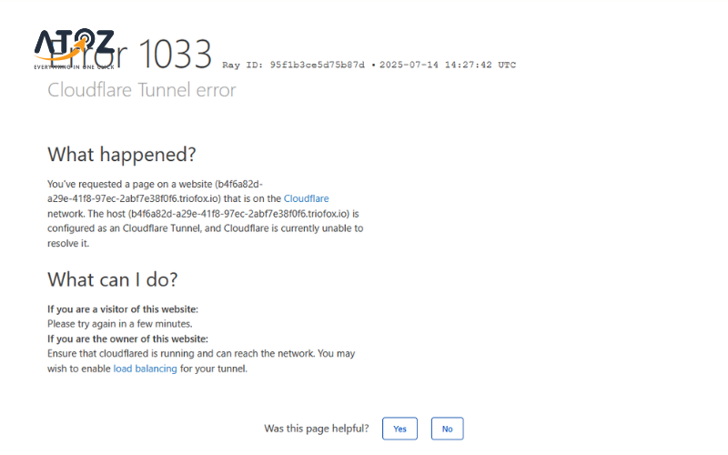 Error 1033 Cloudflare Tunnel là gì? Nguyên nhân và cách khắc phục