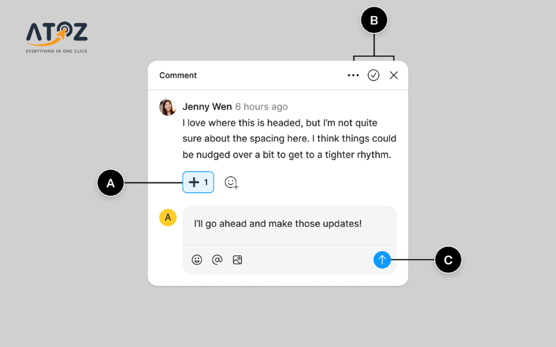 Tính năng comment trong Figma giúp phản hồi nhanh và không bỏ sót ý kiến