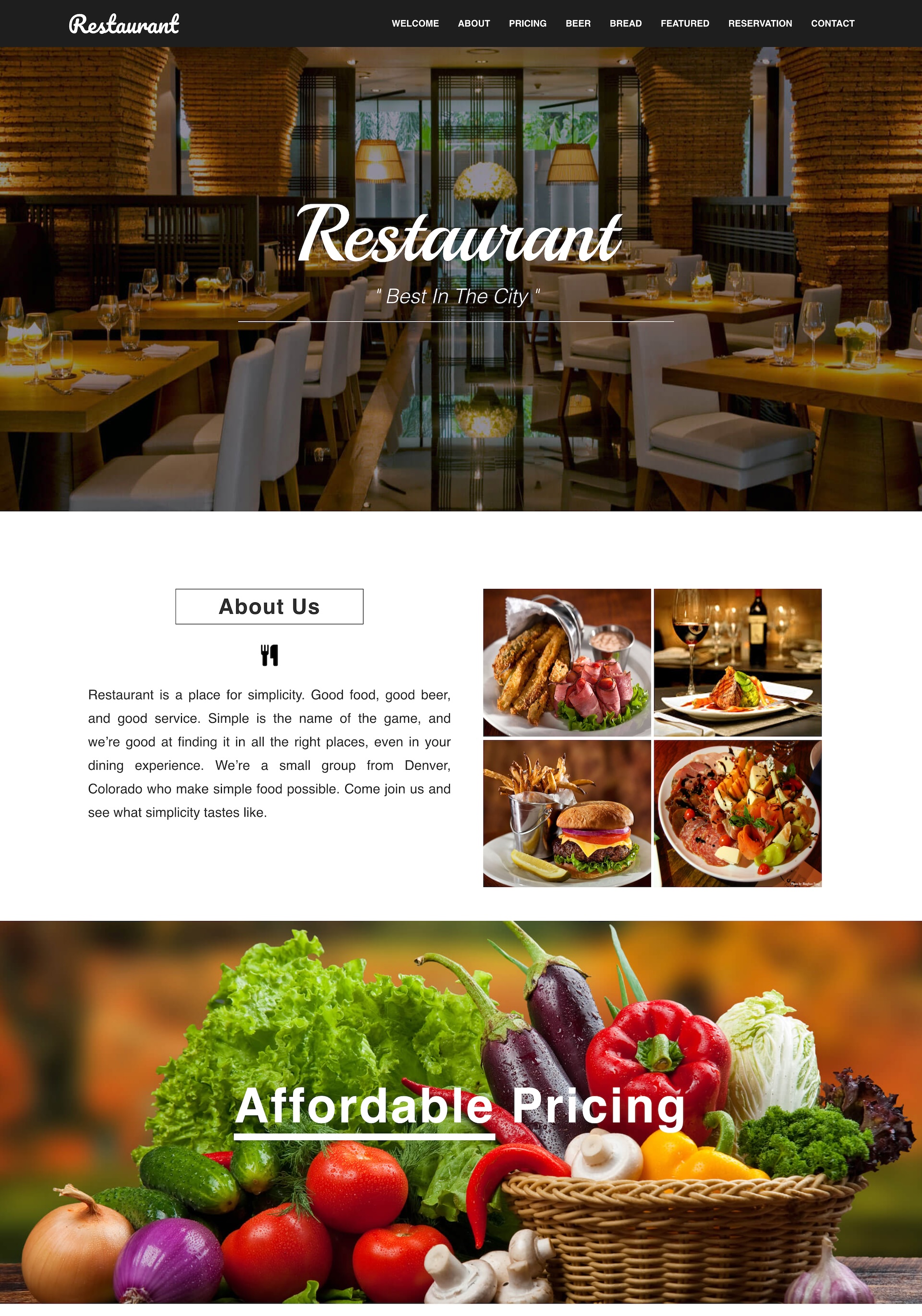 Giao diện website ẩm thực nhà hàng Restaurent 2