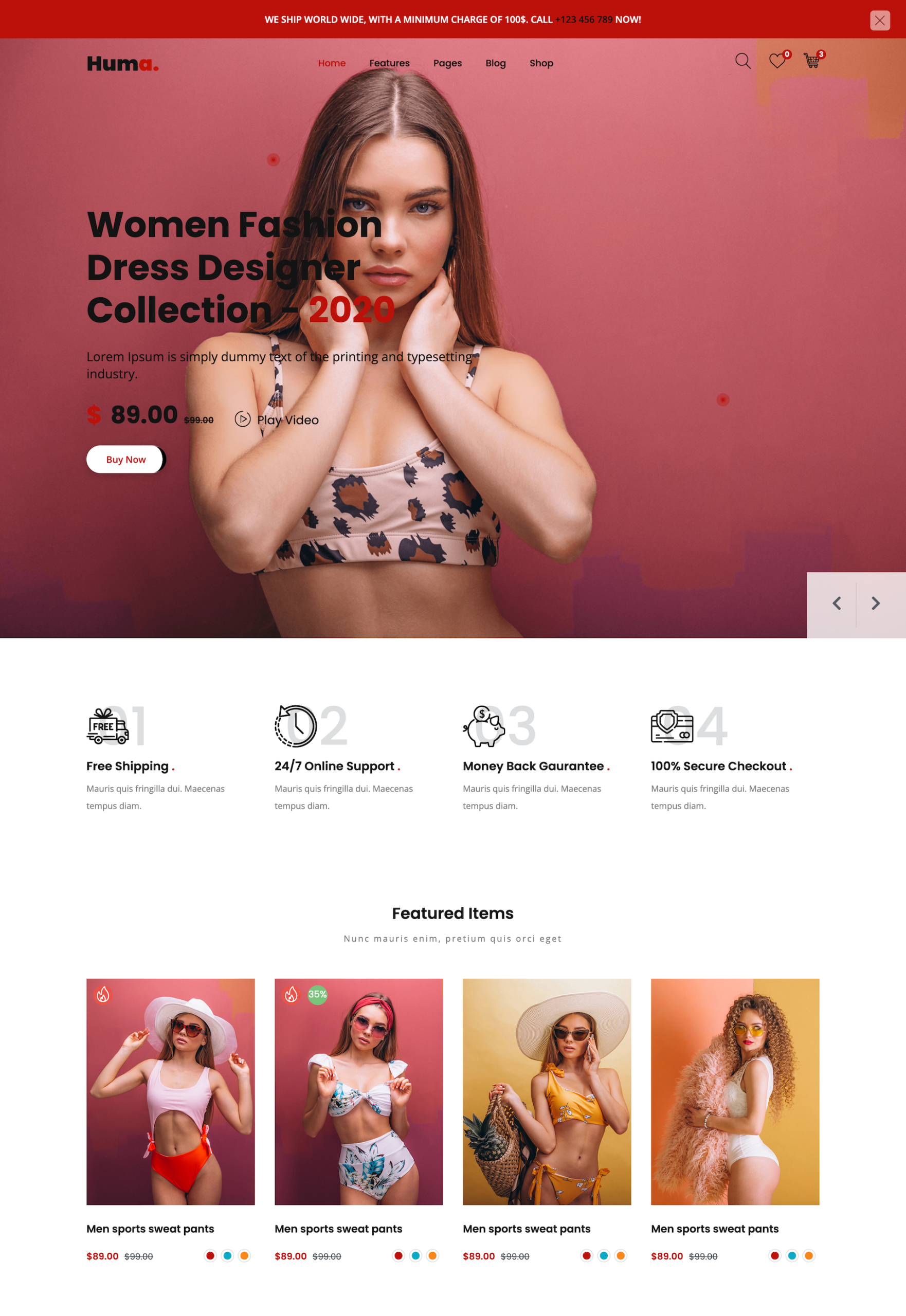 Giao diện website quần áo thời trang Huma