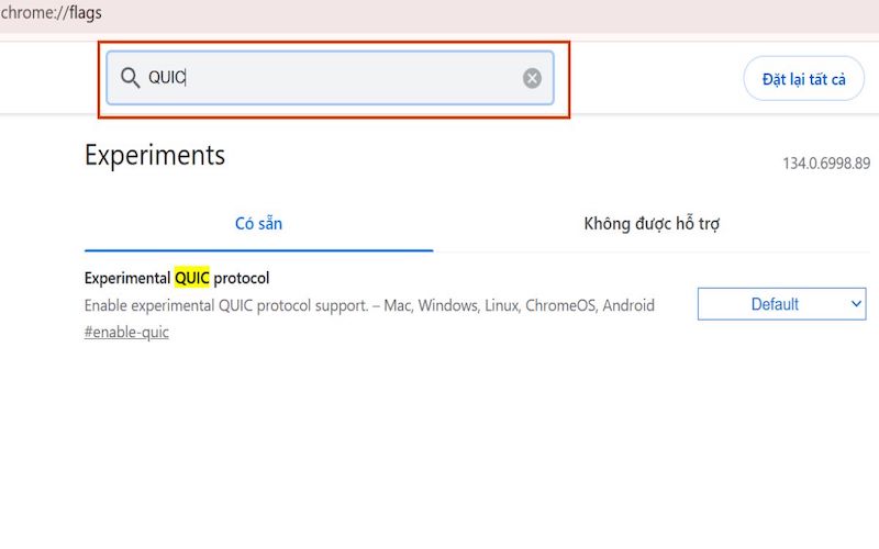 Tắt Experimental QUIC Protocol trong Chrome
