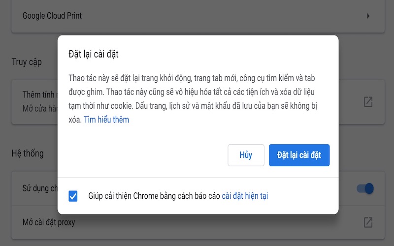 Gỡ và cài đặt lại Google Chrome