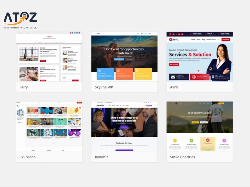 Giao diện WordPress với theme xác định bố cục, màu sắc và trải nghiệm người dùng