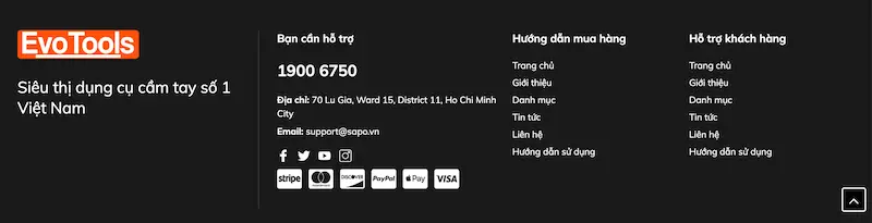 Evo Tool thiết kế tối giản, đầy đủ thông tin và liên kết tiện lợi