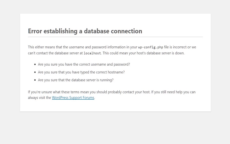 5 cách lỗi Error Establishing A Database Connection