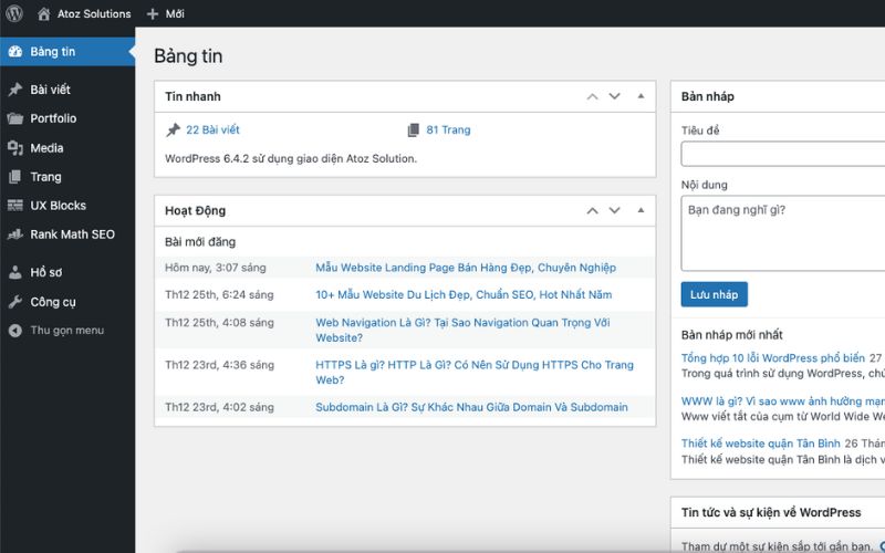 Giao diện mặc định của WordPress