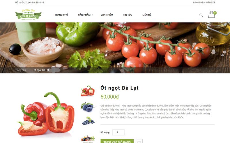 Template website thực phẩm Life Is Good