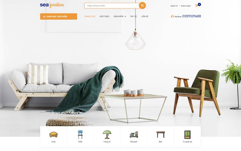 Template thiết kế website nội thất Sea Furniture