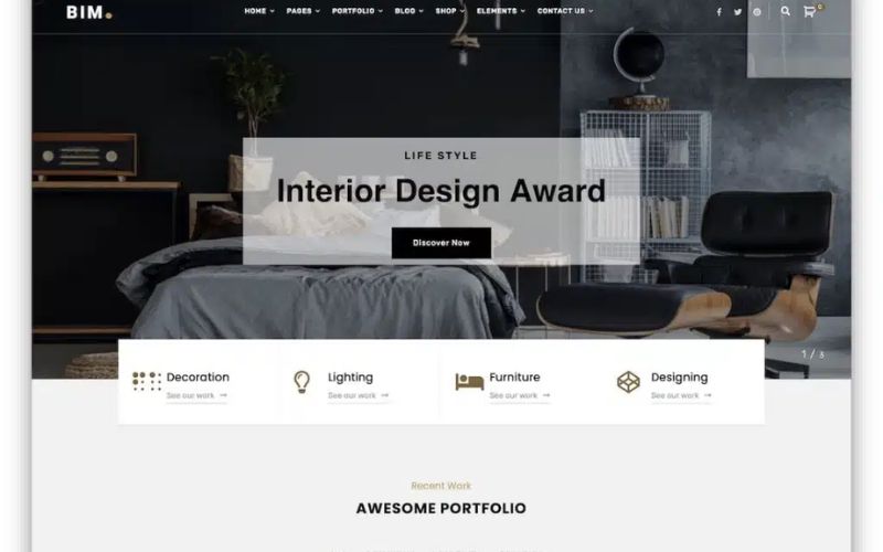 Mẫu thiết kế website nội thất BIM