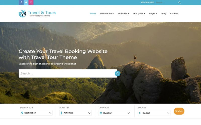 Trawell WordPress - Mẫu website du lịch đẹp