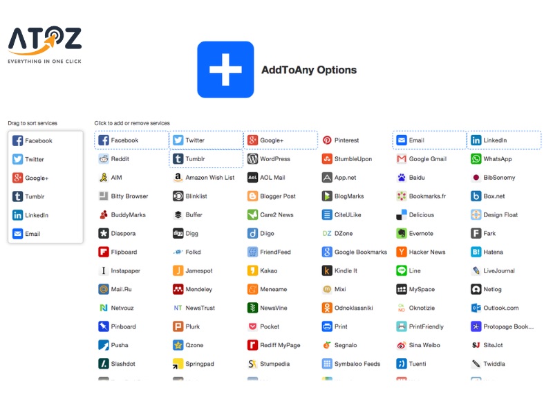 AddToAny plugin chia sẻ mạng xã hội với nút tùy chỉnh và hiển thị lượt chia sẻ
