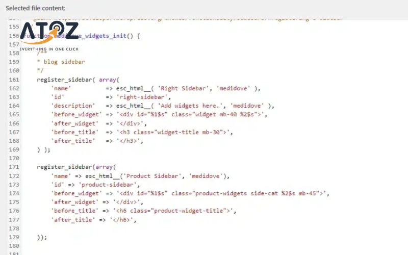 Đăng ký Sidebar trong functions.php
