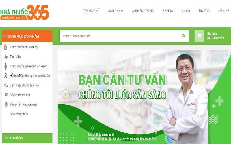 Trang chủ website giới thiệu tổng quan sản phẩm và dịch vụ dược phẩm