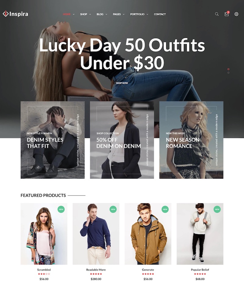 Giao diện Website Quần áo Thời trang – Inspira