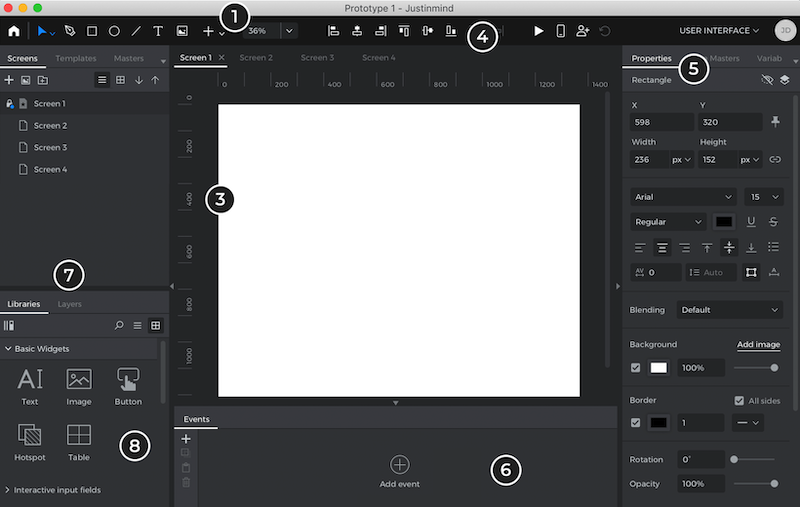 Justinmind là công cụ mockup miễn phí, dễ dùng, phù hợp cho người mới bắt đầu